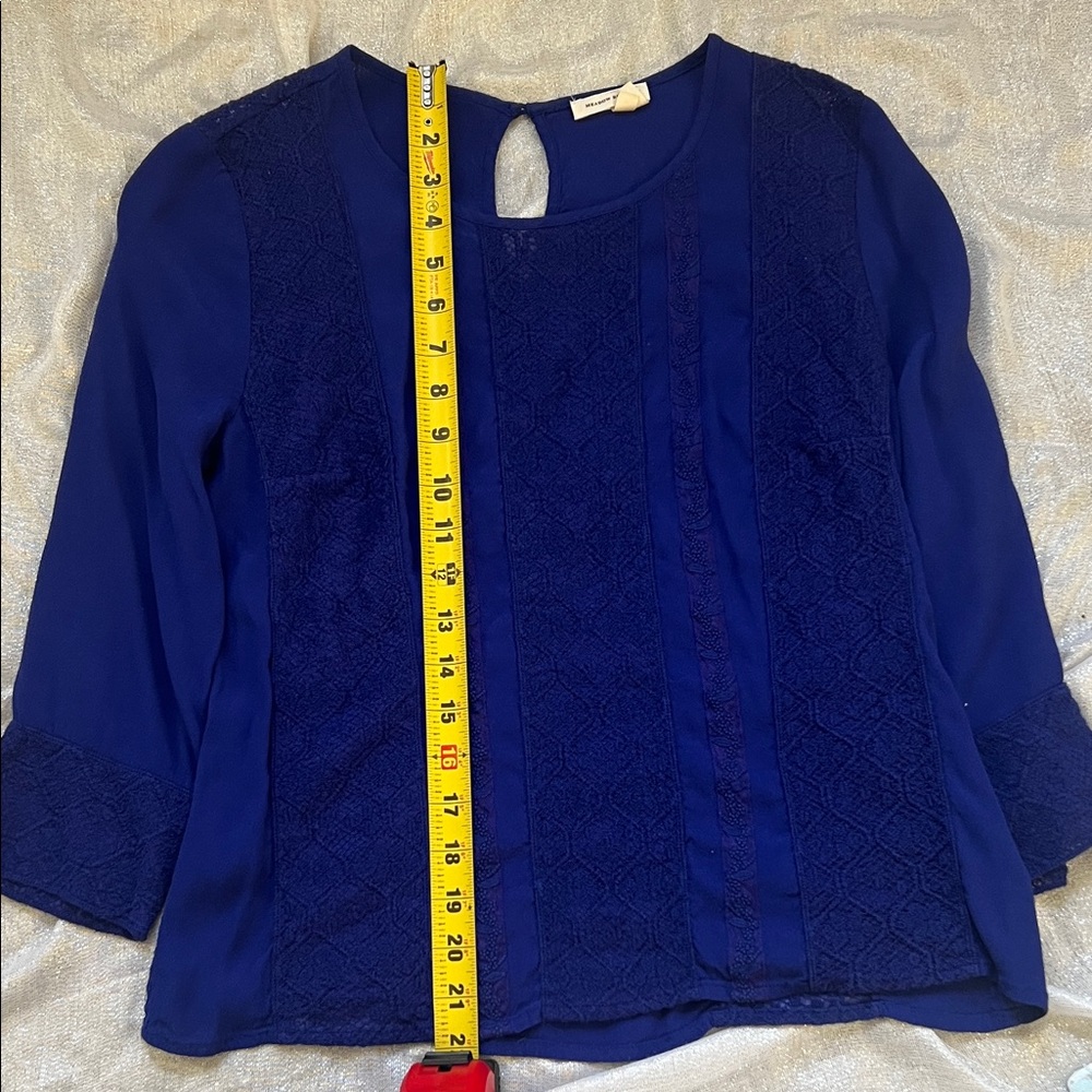 Meadow Rue Blue Lace Blouse - Picture 3 of 12